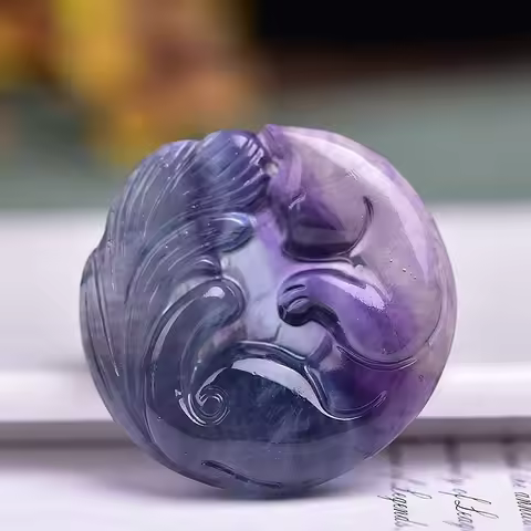 Natural Colorful Fluorite Hand -carved Nine -tailed Fox Pendant Fashion Boutique Jewelry Men's and F