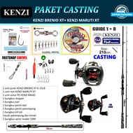 Paket Joran Set Casting Kenzi Brenio 210cm 6-15lb + Reel Maruti XT + Senar acc