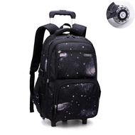 Space Pattern Student 6 Wheel Trolley School Bag 3PCS Climbing Stairs Large Capacity Versatile Multi