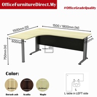 150x150cm 180x150cm T2 L Shape Office Table with Metal J Leg TL1515M TL1815M (Deliver Ground Floor) 