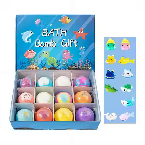 Kids Bath Bombs with Surprise Inside, Fizzy Spa Balls Gift Set with Animal Toys, Educational, Fun Re