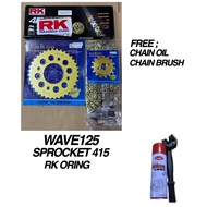 HONDA WAVE125 SPROCKET 415KLO-122 RK ORING GOLD ( 14T~15T ) ( 32T~36T ) RK ORING 415KLO GOLD RK GONG