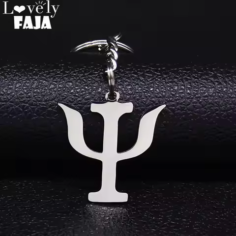 Simple Stainless Steel Greek Letter PSI Symbol Silver Color Keychains Jewery Psychology Kettings Gif