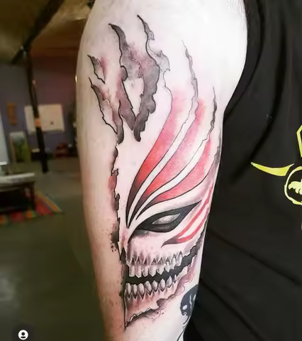 Anime BLEACH Temporary Tattoos Cartoon Red Mask Waterproof Fake Tattoo Stickers Arm Leg Neck Cartoon