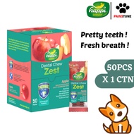 [50PCS] Happi Doggy Dental Chew Zest (Apple) Dog Treats 4 inch | Apple Fiber Eucalyptus Oil Perilla Extract