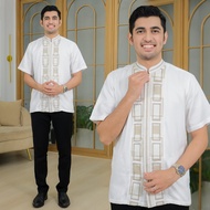 Agnes Hijab - Baju Koko Lengan Pendek Gamis Putih Kemeja Pria Gamis Lebaran 2026 Sarimbit K501