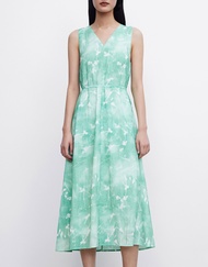 URBAN REVIVO Dress women popular summer Floral Print Dress Fashion Retro Dress