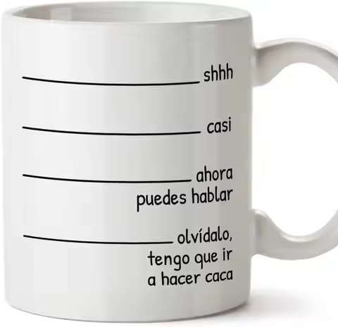 Ceramic Mug 350mL Handmade Pottery Cup Shhh Tengo Que Hacer Caca Funny Breakfast Gift Idea