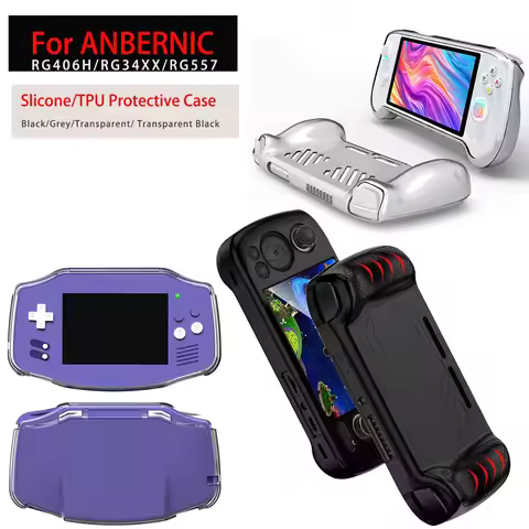 Protective Case For ANBERNIC Console RG34XX RG557 Transparent Soft Silicone Clear Black TPU Protecti