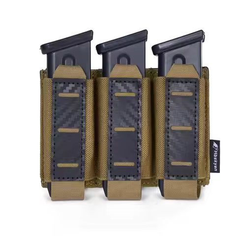 Triple 9mm Magazine Pouch Universal Molle Tactical Mag Holster Laser Cut Hardshell Inner Loop Concea