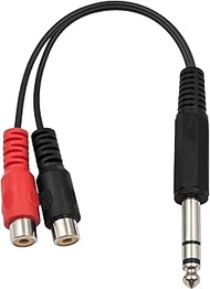 Poyiccot 6.35mm 1/4 inch TRS Stereo Jack Male to 2 RCA Female Plug Y Splitter Adapter Cable 20cm/8in