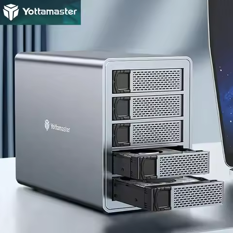 Yottamaster 5Bay HDD/SSD Enclosure Support USB3.1 (GEN2) Type-C 10Gbps Compatibility 2.5/3.5" 80TB (