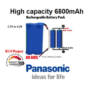 3.7V to 4.2V Lithium Ion 18650 1S2P Spot Welding With Cable 6800mAh High Capacity Cell Panasonic