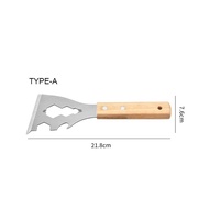 Scraper Stainless Kape Gagang Kayu Alat Pembersih Lem Stiker Multifungsi Tool