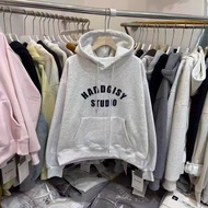 Korean Version Dongdaemun Lazy Style Printed Fleece Lining Thickened Double Layer Hooded Top 250g Da