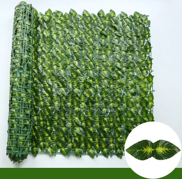 ใบ Apple ไม้เลื้อยเทียมสร้างความเป็นส่วนตัว DIY ระเบียงรั้วกลางแจ้งสวนเพื่อความเป็นส่วนตัว