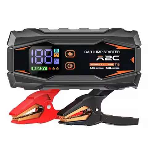 1500A Portable Car Jump Starter 12V Auto Battery Booster up to 6.0L Gas Or 3.0L Diesel 44.4Wh/ 12000