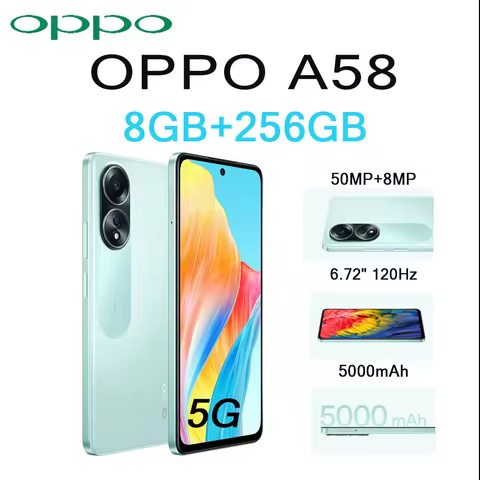 OPPO A58 6.72" 120Hz Display 8GB+256GB 50MP AI Cam 5000mAh Long Lasting Battery Side Fingerprint 5G