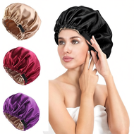 Satin Silk Hair Bonnet - Adjustable Sleep Cap for Women with Natural Curly Hair for Beauty and Hair 