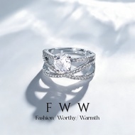 FWW Elysian Glow Adjustable Cincin Wanita Fashion Moissanite Women Ring Wedding Gift Jewelry