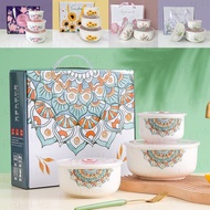 Bohemian Bowl Container Set Ceramic Bowl Set Bowl With Lid Food Storage Container Doorgift