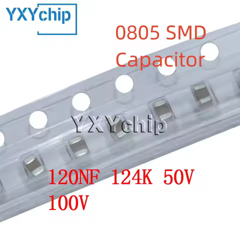 50PCS 0805 120NF 124K 50V 100V 10% X7R 2012 SMD Chip Multilayer Ceramic Capacitor