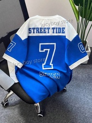 [Free Custom] Mens 3D Number 7 Printed Short Sleeve Jersey Man V Neck Sportwear Brooklyn Racing Foot