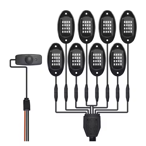 8 Pods RGB LED Rock Lights Kit Underglow Multicolor Neon Light Pod With Bluetooth App Control For Tr