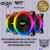 AIGO DARKFLASH DR12 PRO 3 IN 1 ADDRESSABLE RGB FAN WITH MOTHERBOARD SYNC / Single Pack