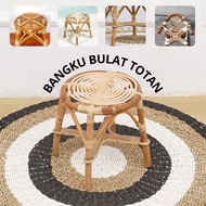 Round Rattan Bench, Minimalist Aesthetic Bench, Handmade