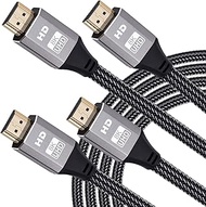 HDMI 2.1 Cable 15 Ft, 2 Pack Ultra High Speed Braided 8K HDMI Cord Support 48gbps 8K 60Hz 4K 120Hz 144Hz HDR eARC HDCP 2.2 2.3 for Gaming Compatible with PS4 PS5 Dolby Vision Roku Samsung QLED TV