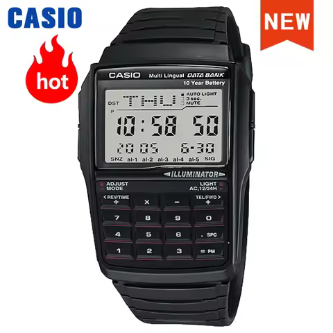 Casio DBC-32-1A Vintage Data Bank Calculator Watch 10-Year Battery Black Resin Digital Watch
