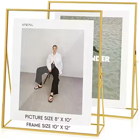 Floating Picture Frame Set of 2 10"x12" Glass Pressed Flower Picture Frames Tabletop Standing Glass 