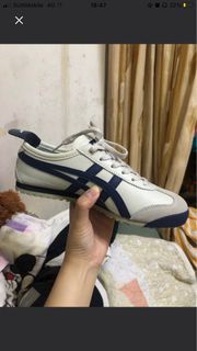 Tiger 藍白 navy 綁帶 鞋 37