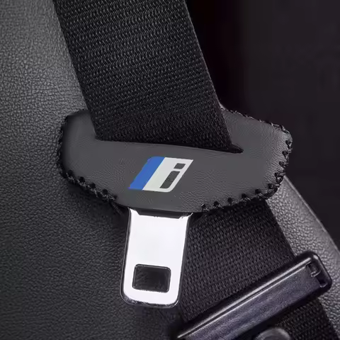 2pcs PU Leather Car Seat Belt Buckle Clip Cover Protector Anti-Scratch Case For BMW i Z Series i3 i0
