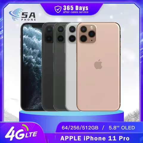 Original Apple iPhone 11 Pro 4G LTE Mobile Phone NFC 64/256/512GB Face ID 5.8" 12MP 4K@60fps A13 Bio