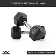 Wannalife 10kg Hexagon Dumbbell | Dumbbell Dumbbell Hexagonal Dumbbell 10 Kg Kilogram Iron Wannafit