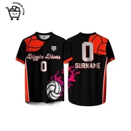 Custom Volleyball Jersey Black Orange 0 Personalized Name Number Diggin Divas Jersey For Women Volle
