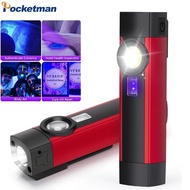 UV Flashlight White Light/395nm Black Light Rechargeable Work Light Auto Repair Lights Multifunction
