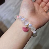 天然原礦 近玻璃體月光石多寶 薔薇輝小如意 設計手串手持sf