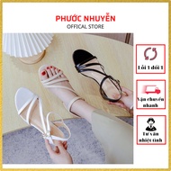 Women's 5p and 7p square heel sandals with thin straps and 3 cross-legged straps SD80