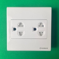 Sino 16A Square 3-Prong Double Socket S98CC Series - Square Face Match S98CCUE2