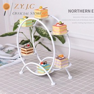 ZYJC ศิลปะเหล็กศิลปะ ชั้นวางขนมหวาน ชมพู/ขาว ชั้นเก็บชุดโรงรถ ที่ตั้งแสดงรูป ที่วางคัพเค้ก สไตล์ยุโร