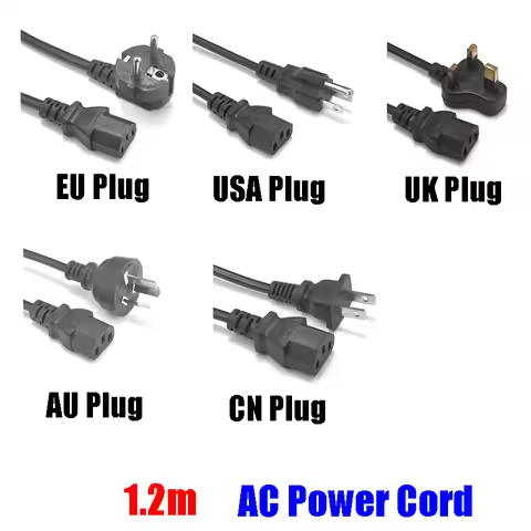 USA Plug Power Supply Cord 3 Pin Prong 1.2m IEC C13 AU UK EU AC Power Extension Cable For Desktop PC