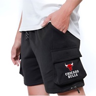 Elpizo Apparel CHICAGO BULLS LOGO Cargo Shorts Cool Black Pants