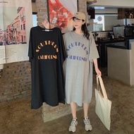 【Midi Dress】(40-150kg)Oversize Women Loose Short Sleeve Fashion Letter Print Plus Size T-shirt Dress