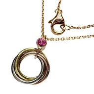 CARTIER/Cartier Baby Trinity Pink Sapphire Necklace, 18K Gold/Yellow Gold/White Gold/Pink Gold, 3.0g