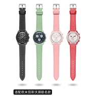Suitable for OMEGA Co-Branded SWATCH Planet Leather Watch Strap Men Women OMEGA SWATCH Planet Model 