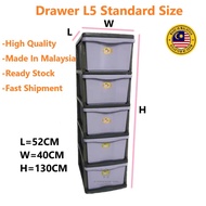 5 Tiers Plastic Drawer/5 Tiers Cabinet/Storage Cabinet/Multipurpose/Kabinet Laci Plastik/ L5 Drawer/