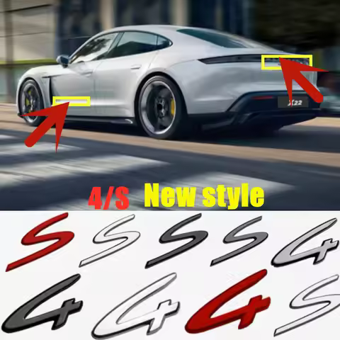 3D New Energy Letters 4 S ABS Letter Rear Tail trunk Decals Emblem Badge Sticker For Porsche 911 992